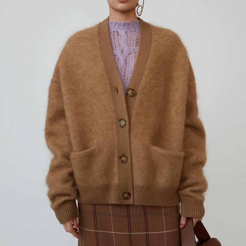 Authentic Mohair Acne Cardigan in Camel - M